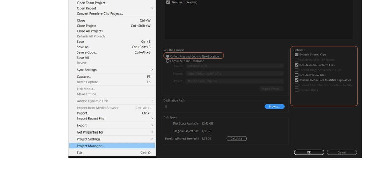 Adobe Premiere — Project Manager